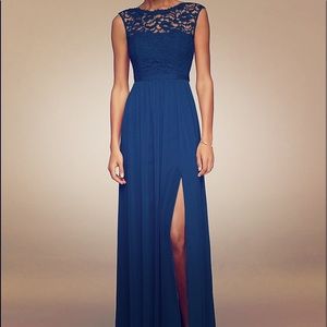 David’s Bridal Long Bridesmaid Dress w/Lace Bodice